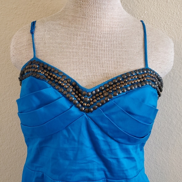 Bisou Bisou teal blue adjustable straps dress 14 - Picture 1 of 8
